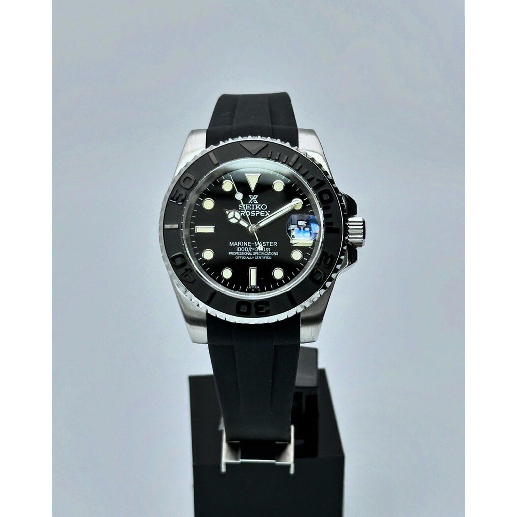 Custom Seiko Mod • Gloss Black Prospex Yachtmaster • 40mm